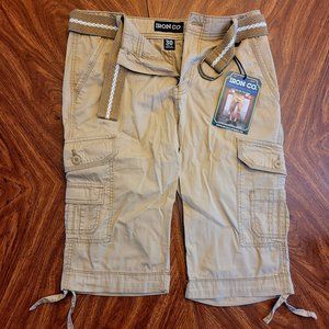 IRON CO. KHAKI SHORTS (30") - British Khaki Messenger Shorts with Belt